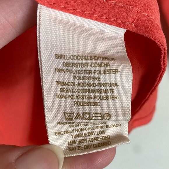 Free People Salmon Pink & Tan Long Sleeve Button Up Blouse Shirt Size S - Picture 4 of 4